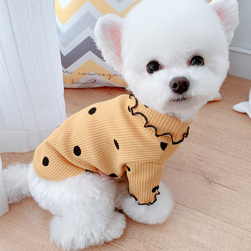 Dot Turtleneck Dog Shirt – Polka Dot Style for Year-Round Comfort