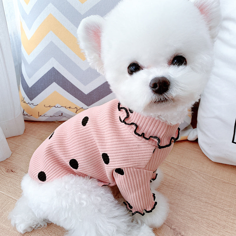 Dot Turtleneck Dog Shirt – Polka Dot Style for Year-Round Comfort