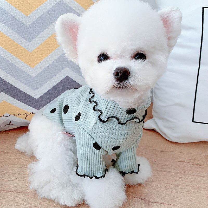 Dot Turtleneck Dog Shirt – Polka Dot Style for Year-Round Comfort