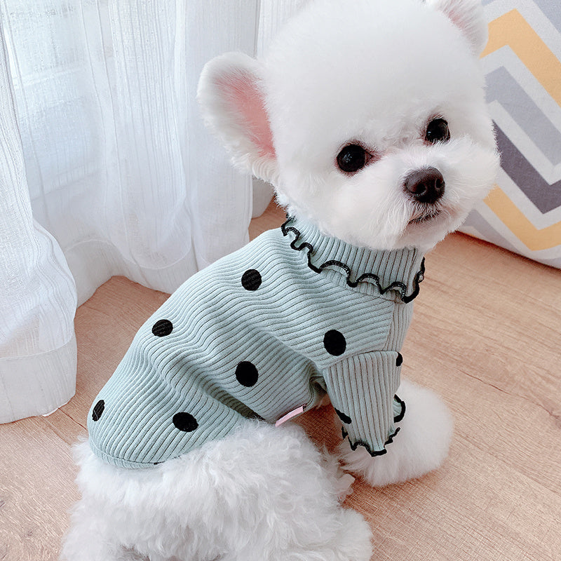 Dot Turtleneck Dog Shirt – Polka Dot Style for Year-Round Comfort