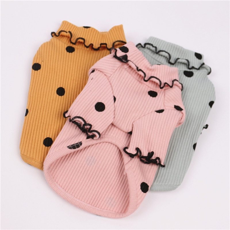 Dot Turtleneck Dog Shirt – Polka Dot Style for Year-Round Comfort