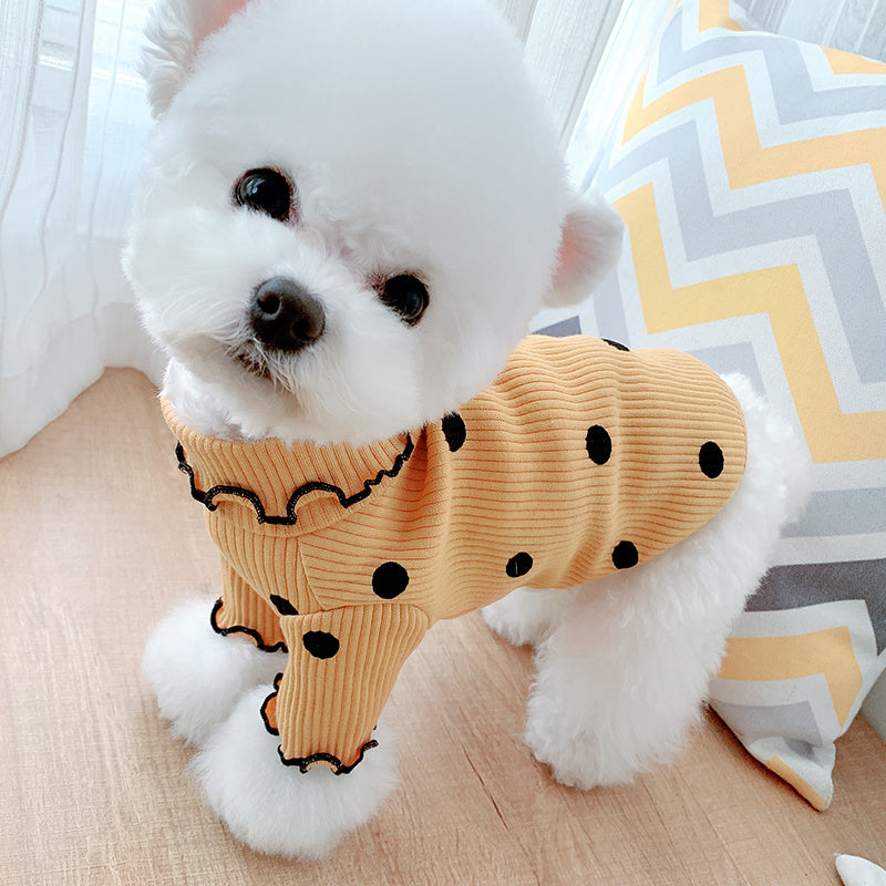 Dot Turtleneck Dog Shirt – Polka Dot Style for Year-Round Comfort